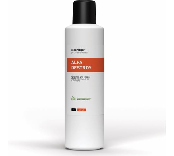 Изображение товара Кислотное пенное моющее средство для уборки после строительства и ремонта (послестроительная уборка) CleanBox Professional Alfa DeStroy (Альфа Дестрой) 1л 13391