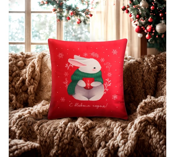 Изображение товара Чехол на подушку Этель Зайчик 40х40 см, 100% полиэстер, велюр 10495582