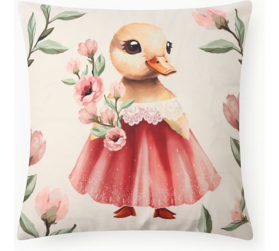 Изображение товара Чехол на подушку Этель Уточка, 40х40 см, 100% полиэстер, велюр 10495587