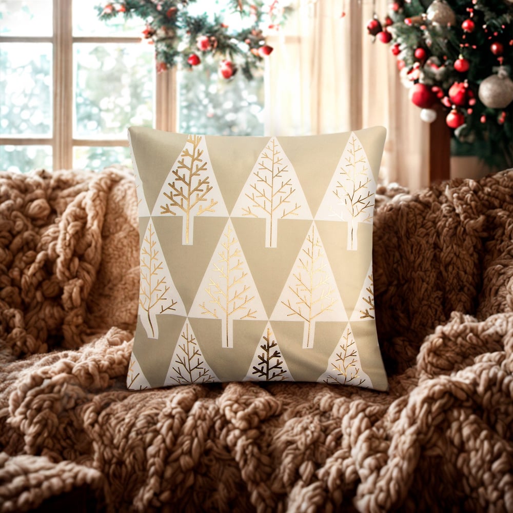 Изображение товара Чехол на подушку Этель Елочки 40x40 см праздничный новогодний велюр полиэстер