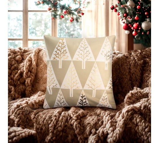 Изображение товара Чехол на подушку Этель Елочки 40x40 см, 100% полиэстер, велюр 9485441