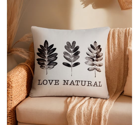 Изображение товара Наволочка декоративная Этель Natural print вид 1, 40x40 см, 100% хлопок 9308520
