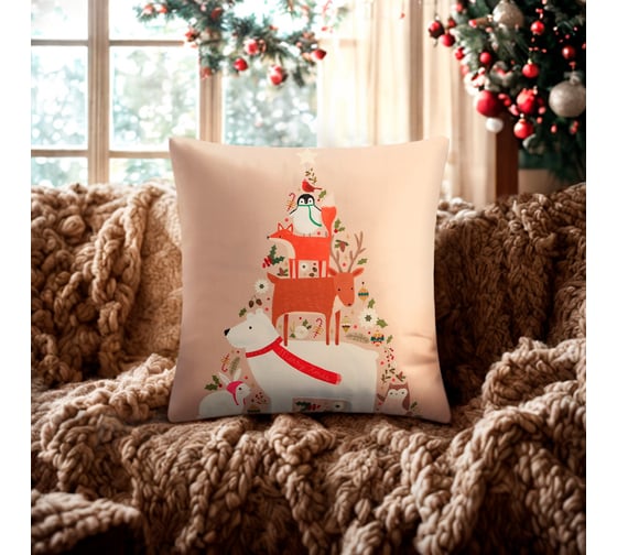 Изображение товара Чехол на подушку Этель Merry Xmas, 40х40 см, 100% полиэстер, велюр 9377234