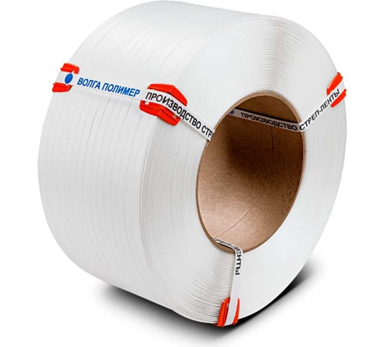 Изображение товара Лента полипропиленовая ВОЛГА ПОЛИМЕР 15 x 0.7 мм х 2000 м, 210 кгс, п/авт, белая, 15-07-2000-101-00