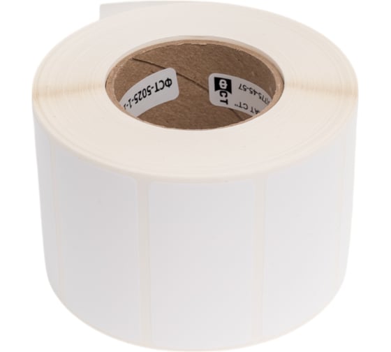 Изображение товара Этикетка для ТТ печати Формат СТ 50х25мм, полиэстер белый глянцевый химстойкий, 1шт/ряд, 1тыс.шт/упак, втулка d40мм ФСТ-5025-1-1-D40-WH