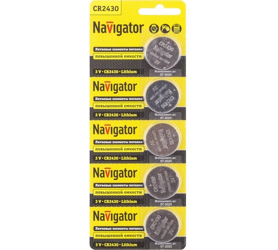 Изображение товара Элемент питания Navigator 94 781 NBT-CR2430-BP5 5 шт 94781