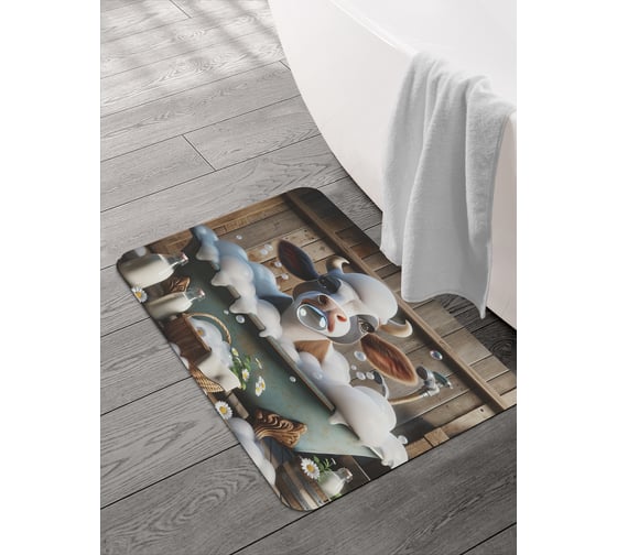 Изображение товара Коврик для ванной и туалета JOYARTY Коровка в ванной 58x38 см, sbmrec_sd3536_58x38