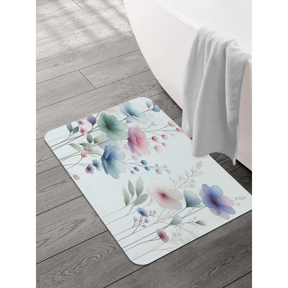 Изображение товара Коврик для ванной и туалета JOYARTY Акварельные цветы 58x38 см
