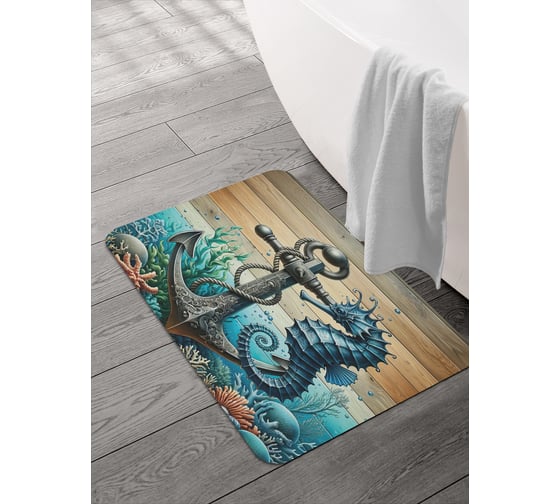 Изображение товара Коврик для ванной и туалета JOYARTY Морской конек 58x38 см, sbmrec_sd3525_58x38