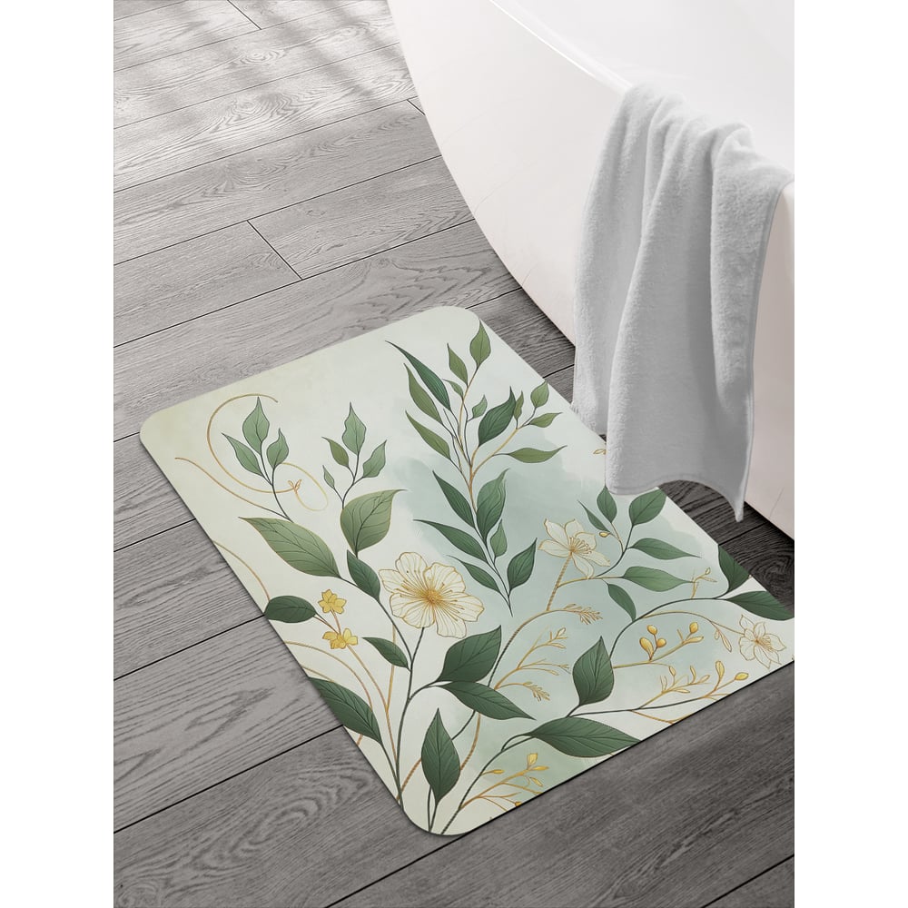 Изображение товара Коврик для ванной и туалета JOYARTY Жасмин 58x38 см противоскользящий цветочный дизайн