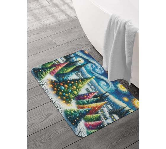 Изображение товара Коврик для ванной и туалета JOYARTY Нарядные елки 58x38 см, sbmrec_sd3892_58x38