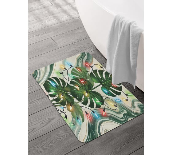 Изображение товара Коврик для ванной и туалета JOYARTY Монстера в огнях 58x38 см, sbmrec_sd3944_58x38