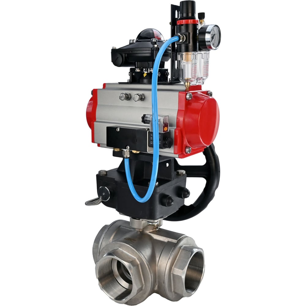 Изображение товара Кран DN.ru RP.SS316.200.MM.032 Ду32 Ру63 трехходовой