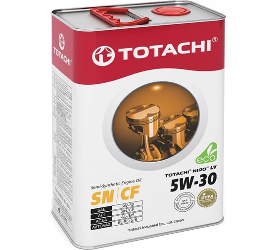 Изображение товара Моторное масло TOTACHI NIRO LV Semi-Synthetic SN/CF, 5W-30, 4 л 19504