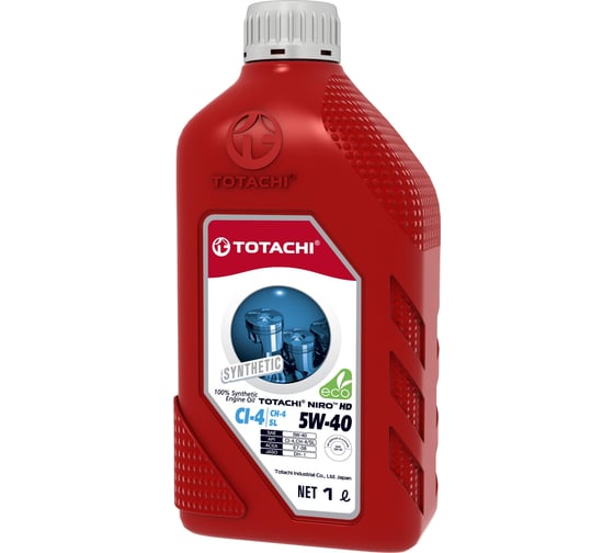 Изображение товара Моторное масло TOTACHI NIRO HD Synthetic API CI-4/SL, 5W-40, пласт., 1 л 17801