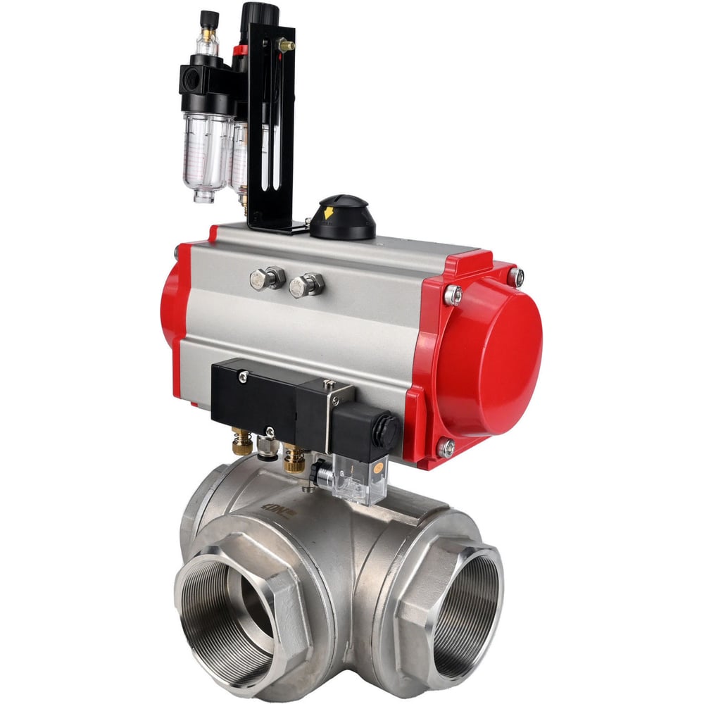 Шаровой кран DN.ru RP.SS316.200.MM.020 ISO L-тип Ду20 Ру63 привод, пневмораспр, БПВ D160-10995