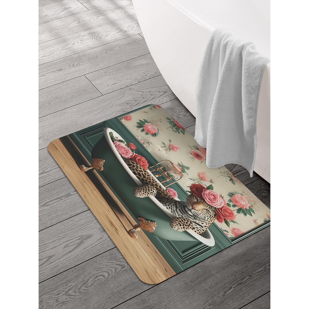 Изображение товара Коврик для ванной и туалета JOYARTY Леопард в розах 58x38 см