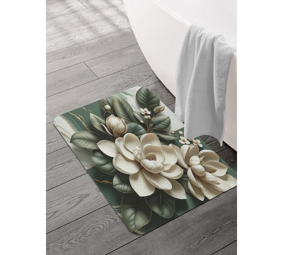 Изображение товара Коврик для ванной и туалета JOYARTY Мраморная магнолия 58x38 см, sbmrec_sd3466_58x38