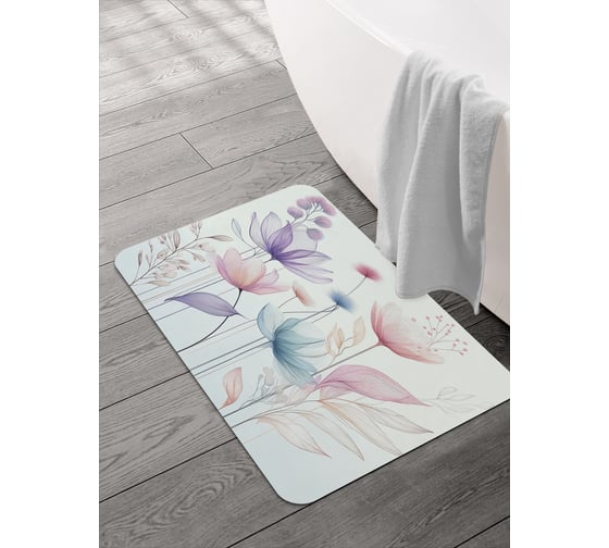 Изображение товара Коврик для ванной и туалета JOYARTY Легкие цветы 58x38 см, sbmrec_sd3504_58x38