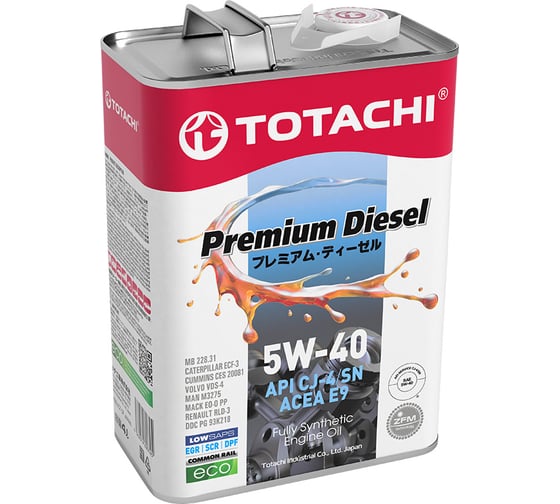 Изображение товара Моторное масло TOTACHI Premium Diesel Fully Synthetic CJ-4/SN 5W-40 4л 11704