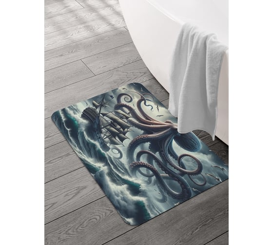 Изображение товара Коврик для ванной и туалета JOYARTY Гигант осьминог 58x38 см, sbmrec_sd3486_58x38