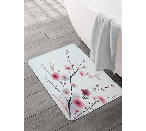 Изображение товара Коврик для ванной и туалета JOYARTY Ветка сакуры 58x38 см, sbmrec_sd3487_58x38