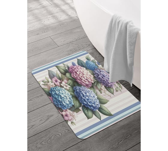 Изображение товара Коврик для ванной и туалета JOYARTY Гортензия 58x38 см, sbmrec_sd3407_58x38