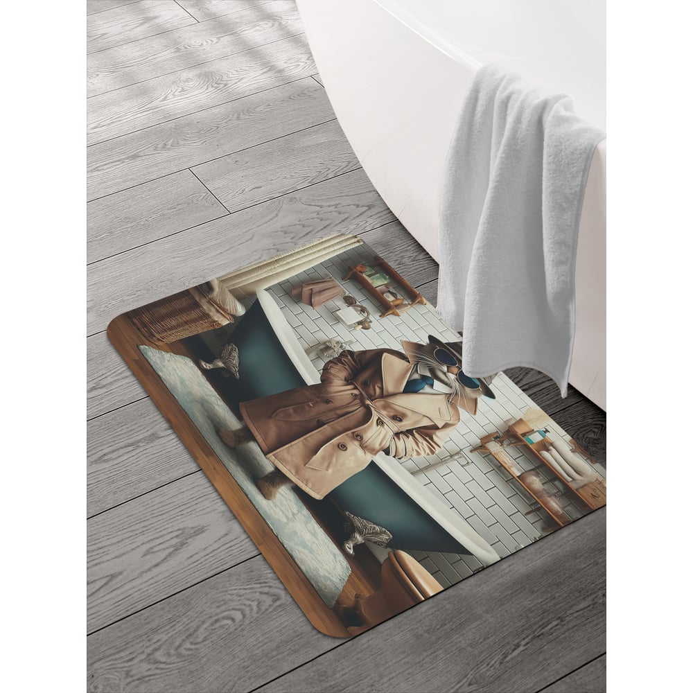 Изображение товара Коврик для ванной и туалета JOYARTY Кот шпион 58x38 см, противоскользящий