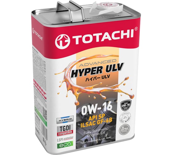 Изображение товара Моторное масло TOTACHI Hyper ULV Synthetic SP/GF-6B 0W-16 4л E0004