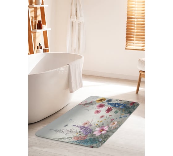 Изображение товара Коврик для ванной комнаты и туалета противоскользящий JoyArty "Цветы в тумане" 60x100 см bath_sd3479_60x100