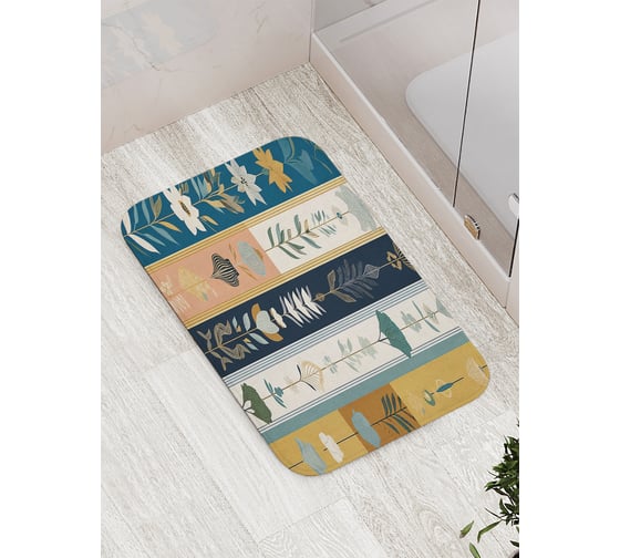 Изображение товара Коврик для ванной комнаты и туалета противоскользящий JoyArty "Цветочные обои" 52x77 см bath_sd3410