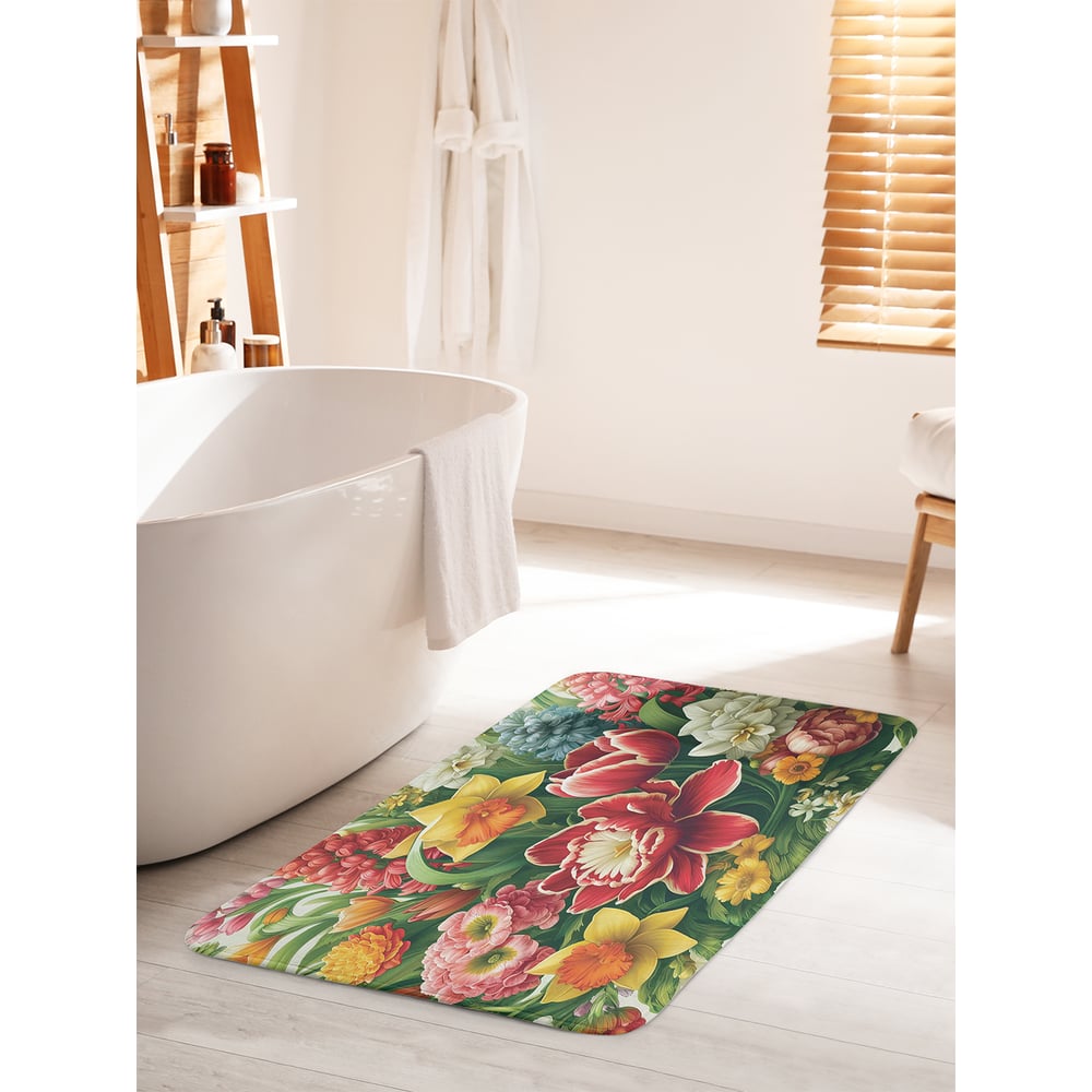 Изображение товара Коврик для ванной JoyArty в форме цветочного букета 60x100 см
