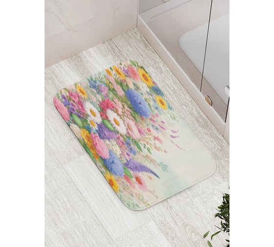 Изображение товара Коврик для ванной комнаты и туалета противоскользящий JoyArty "Цветы в поле" 52x77 см bath_sd3427