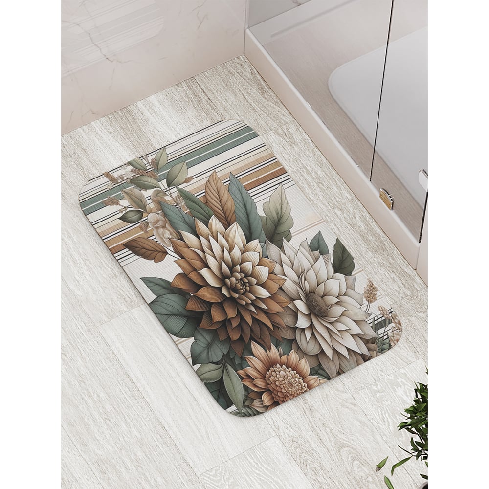 Изображение товара Коврик для ванной комнаты противоскользящий JoyArty Цветы полоски 52x77 см