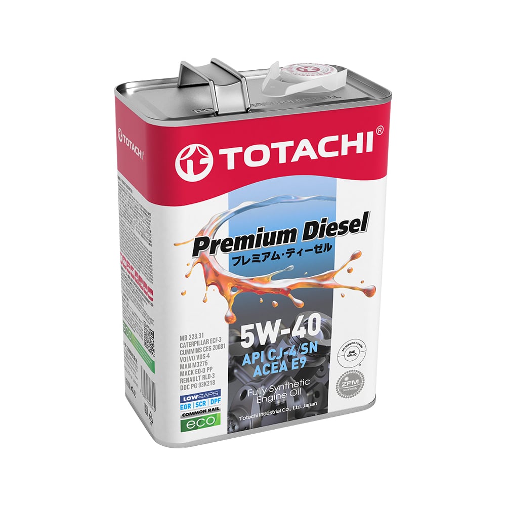 Изображение товара Моторное масло TOTACHI Premium Diesel Fully Synthetic 5W-40 6л для грузовых и дизельных двигателей