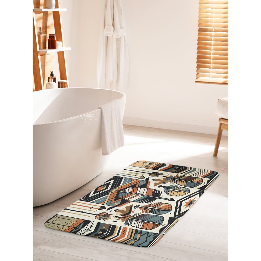 Изображение товара Коврик для ванной комнаты из велсофт с антискользящим покрытием 60x100 см JoyArty Этнические узоры