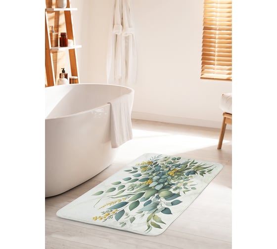 Изображение товара Коврик для ванной комнаты и туалета противоскользящий JoyArty "Эвкалипт" 60x100 см bath_sd3534_60x100