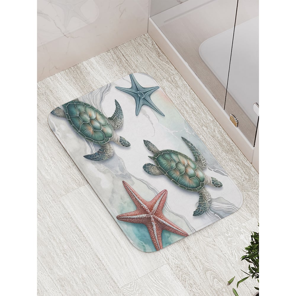 Изображение товара Коврик для ванной комнаты JoyArty Черепахи мраморные 52x77 см