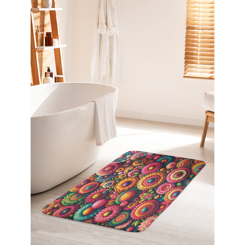 Изображение товара Коврик для ванной JoyArty "Цветы узорами" 60x100 см противоскользящий