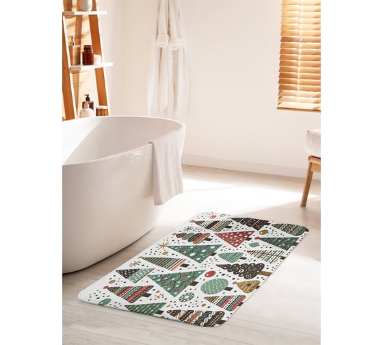 Изображение товара Коврик для ванной комнаты и туалета противоскользящий JoyArty "Ярмарка елок" 60x100 см, серия Новый год и Рождество bath_sd3951_60x100