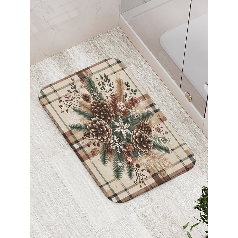 Изображение товара Коврик для ванной комнаты противоскользящий JoyArty Шишки в иголках 52x77 см