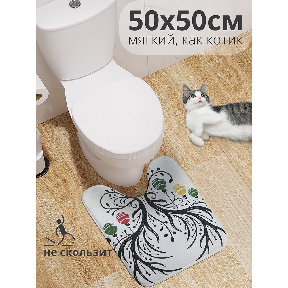 Изображение товара Коврик для туалета с вырезом серия Древо в украшениях 50x50 см JoyArty