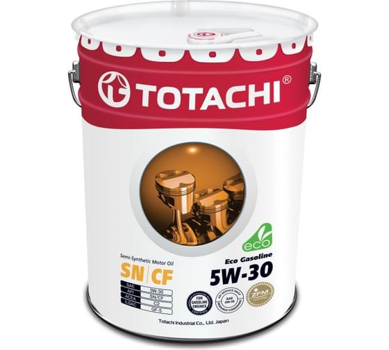 Изображение товара Моторное масло TOTACHI Eco Gasoline Semi-Synthetic SN/CF, 5W-30, 20 л 10820
