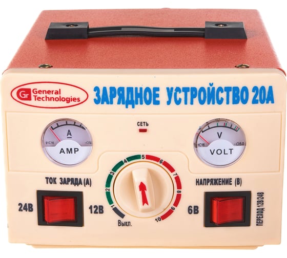 Изображение товара Зарядное трансформаторное устройство General Technologies, 6В/12В/24В, 0,5А-10А, для АКБ GT-BC007