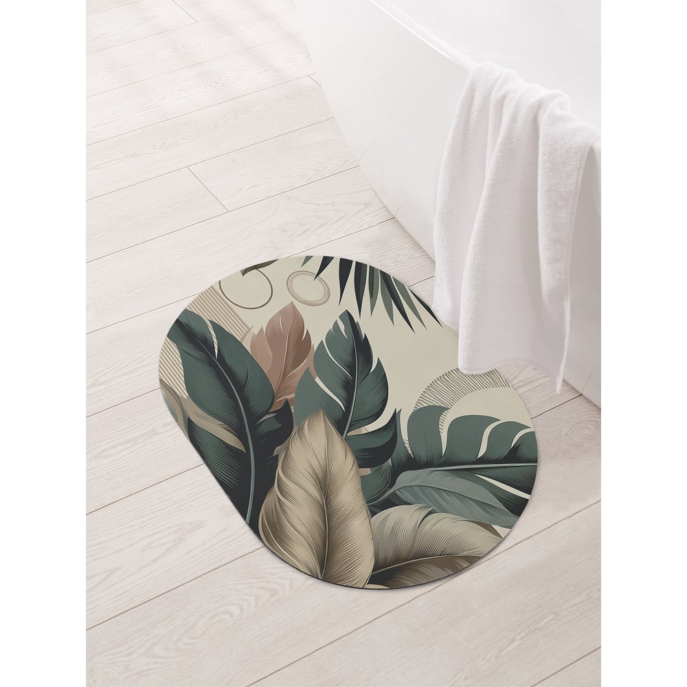 Изображение товара Коврик овальный для ванной и туалета JoyArty Банановые листья 58x38 см