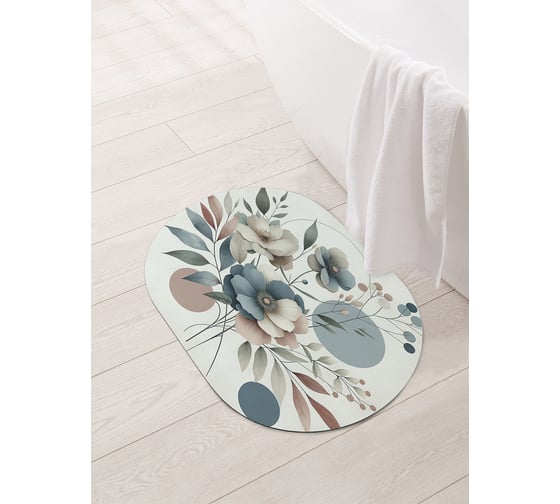 Изображение товара Коврик овальный для ванной и туалета JoyArty "Геометрия цветов" 58x38 см, sbm_sd3507_58x38