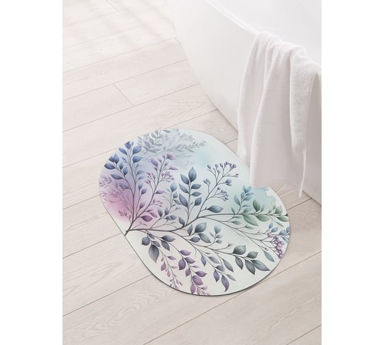 Изображение товара Коврик овальный для ванной и туалета JoyArty "Веточка бутонов" 58x38 см, sbm_sd3494_58x38