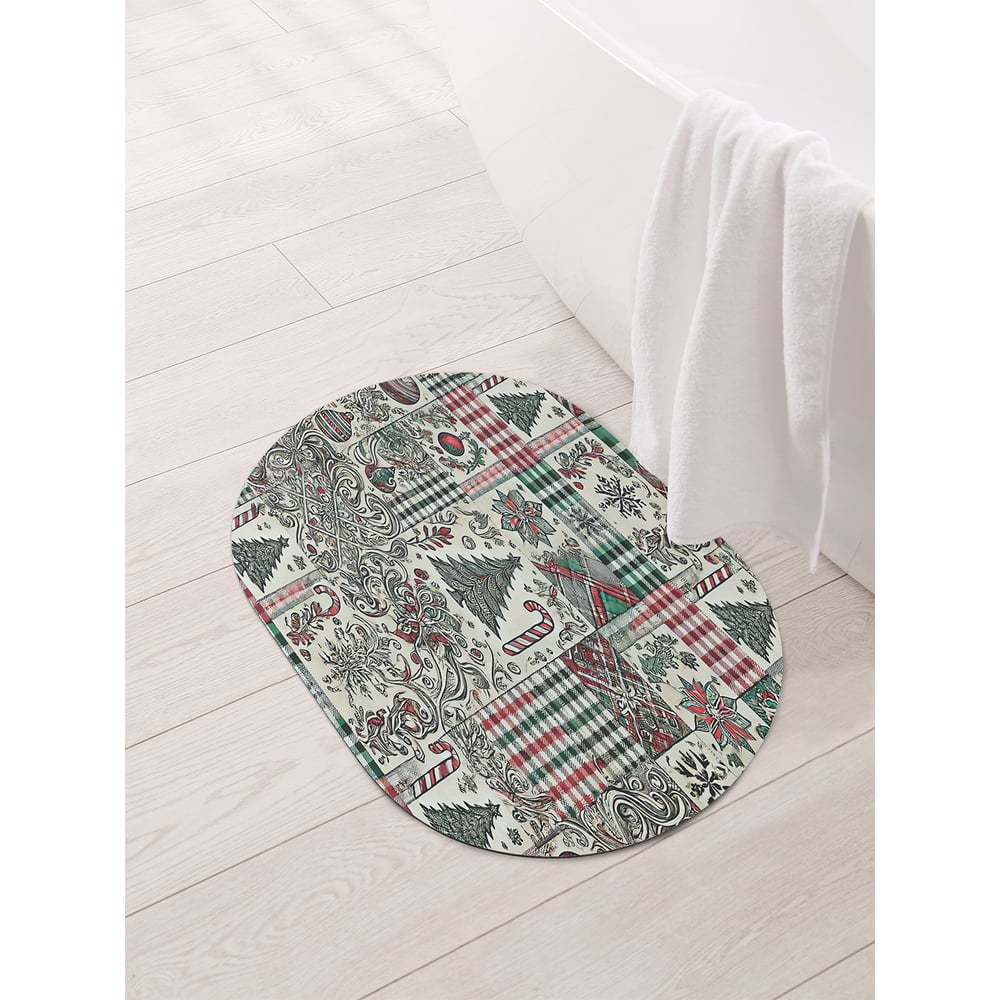 Изображение товара Коврик овальный для ванной и туалета JoyArty Елочная мозайка 58x38 см
