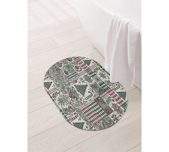 Изображение товара Коврик овальный для ванной и туалета JoyArty "Елочная мозайка" 58x38 см, sbm_sd3941_58x38