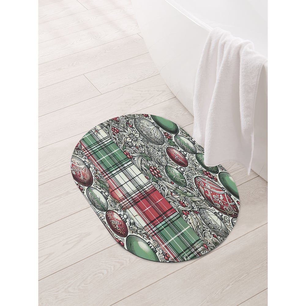 Изображение товара Коврик овальный для ванной и туалета JoyArty Игрушки на ель 58x38 см